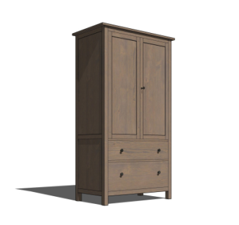 现代实木衣柜su模型