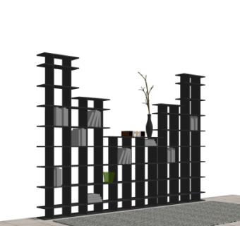 现代极简书架su模型