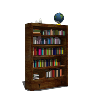 现代实木书柜su模型