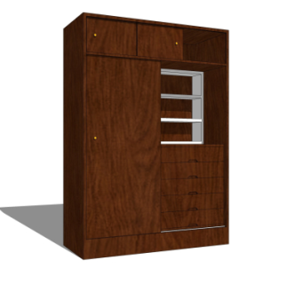 现代实木衣柜su模型