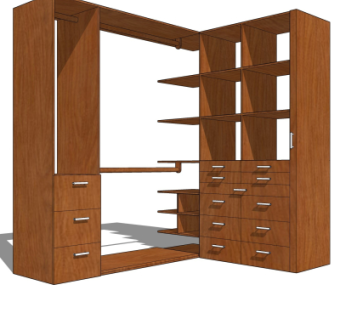 现代实木衣柜su模型