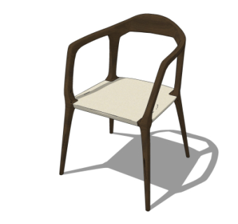 现代实木单椅su模型