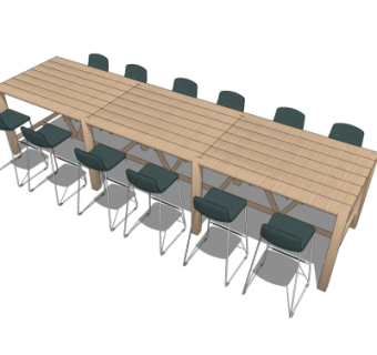 现代实木餐桌椅su模型
