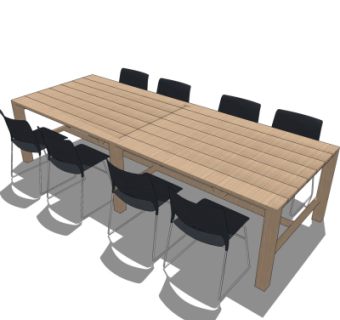 现代实木餐桌椅su模型