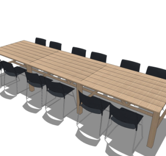 现代实木餐桌椅su模型