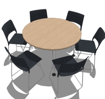 现代圆形休闲桌椅su模型