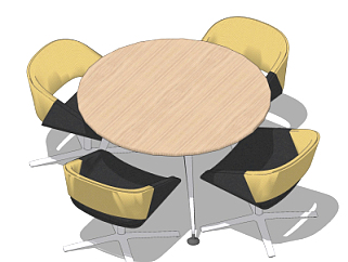 现代圆形休闲桌椅su模型