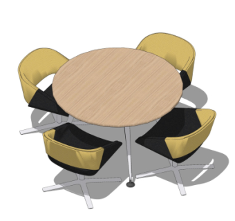 现代圆形休闲桌椅su模型