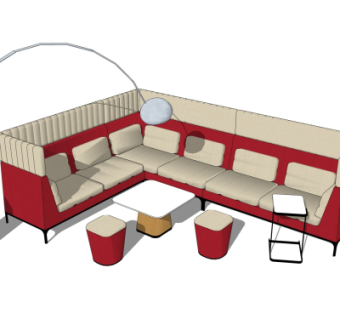 现代办公沙发su模型