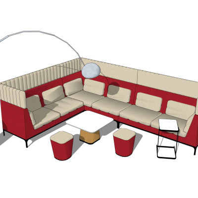 现代办公沙发su模型