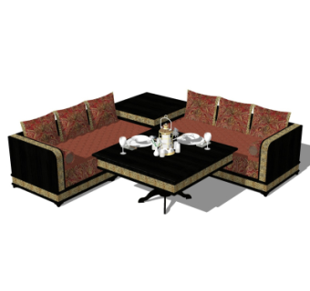 简欧休闲桌椅su模型