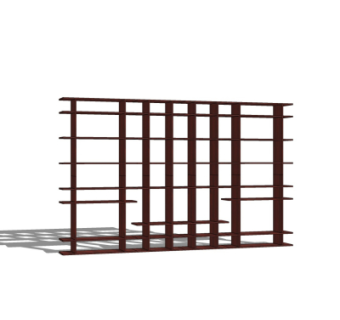 现代书架装饰架su模型