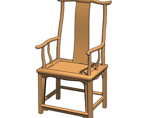 中式靠背椅su模型
