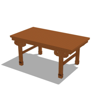 中式实木书桌su模型