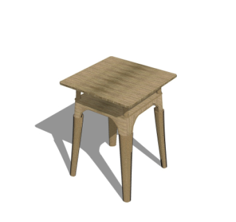 现代实木凳子su模型