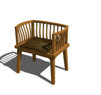 中式实木单椅su模型