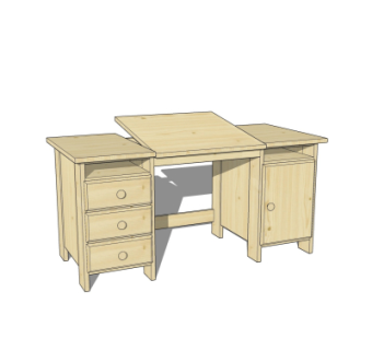 现代实木书桌su模型