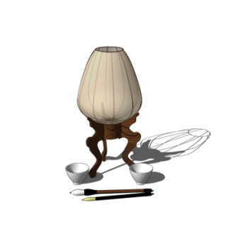 中式台灯su模型