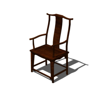 中式实木靠背椅su模型