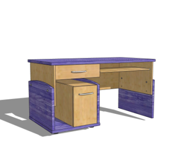 现代实木书桌su模型