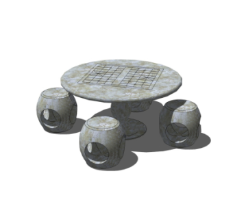 中式石雕桌椅su模型