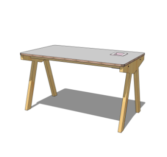 现代实木书桌su模型