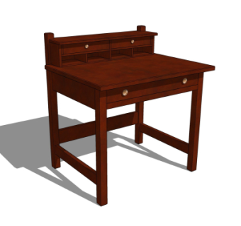 现代实木书桌su模型