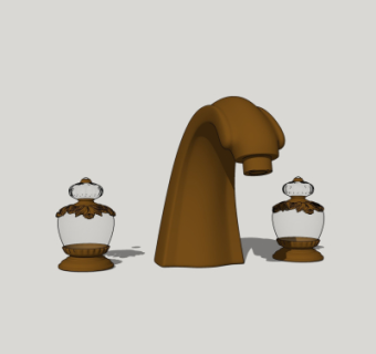 欧式金属水晶水龙头su模型