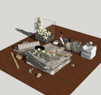 现代牙刷毛巾su模型