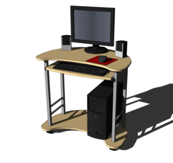 现代电脑桌su模型