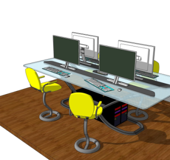 现代电脑桌su模型
