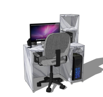 现代电脑桌su模型