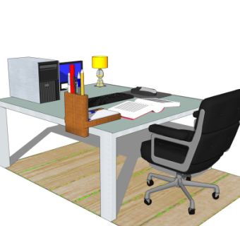 现代书桌su模型