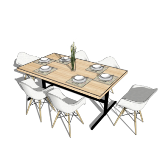 现代简约餐桌椅su模型