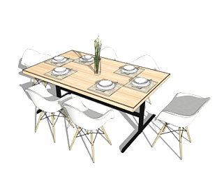 现代简约餐桌椅su模型