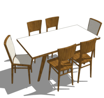 现代简约餐桌椅su模型