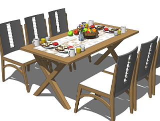 <em>现代简约</em>餐桌椅su模型