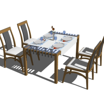 现代餐桌椅su模型