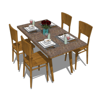 现代餐桌椅su模型