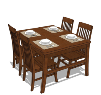 现代实木餐桌椅su模型