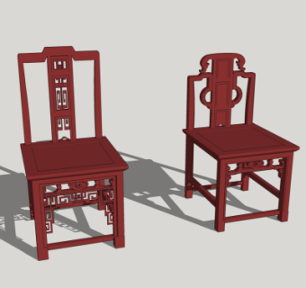 中式实木单椅su模型