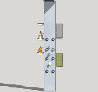 现代毛巾架花洒su模型
