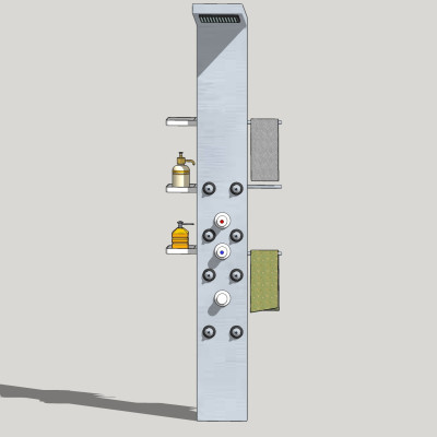 现代毛巾架花洒su模型