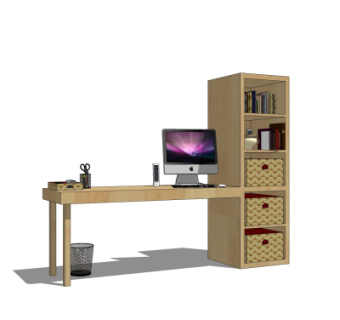 现代书桌电脑桌su模型