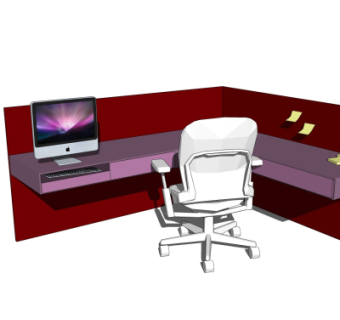 现代书桌电脑桌su模型