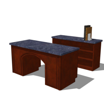 美式书桌su模型