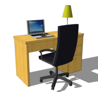 现代书桌电脑桌su模型