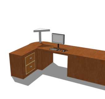 现代实木书桌su模型