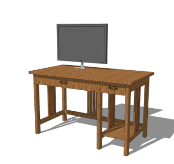 现代书桌电脑桌su模型