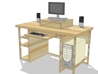 现代<em>书桌电脑</em>桌su模型